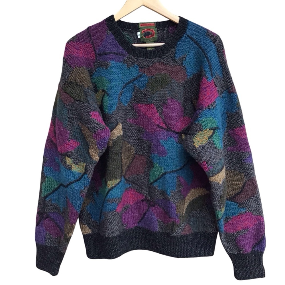 Boston Traders Knitted By Hand Pure Wool Multicolor Sweater Men’s Size M